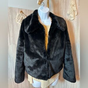 Express Black Short Teddy Jacket Faux Fur